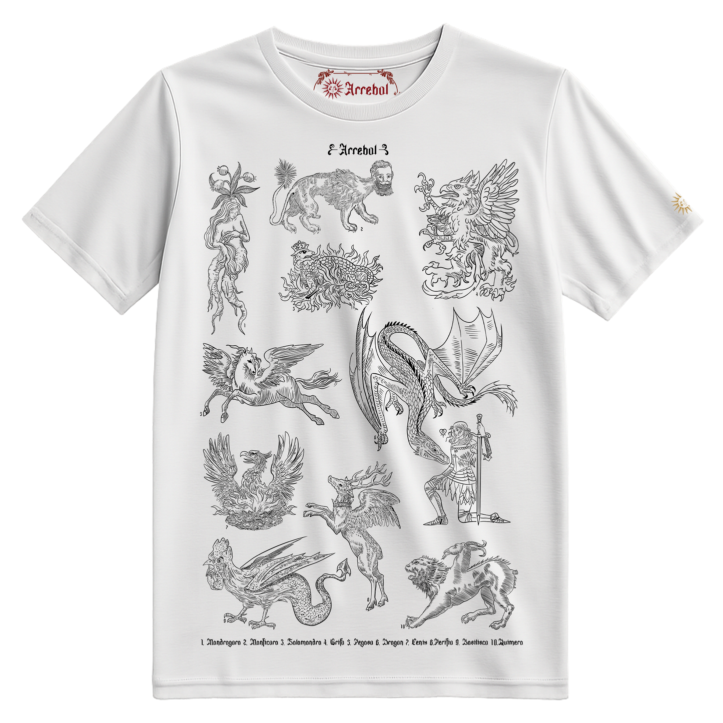 BESTIARIO - MEDIEVAL - CRIATURAS MAGICAS - POLERAS