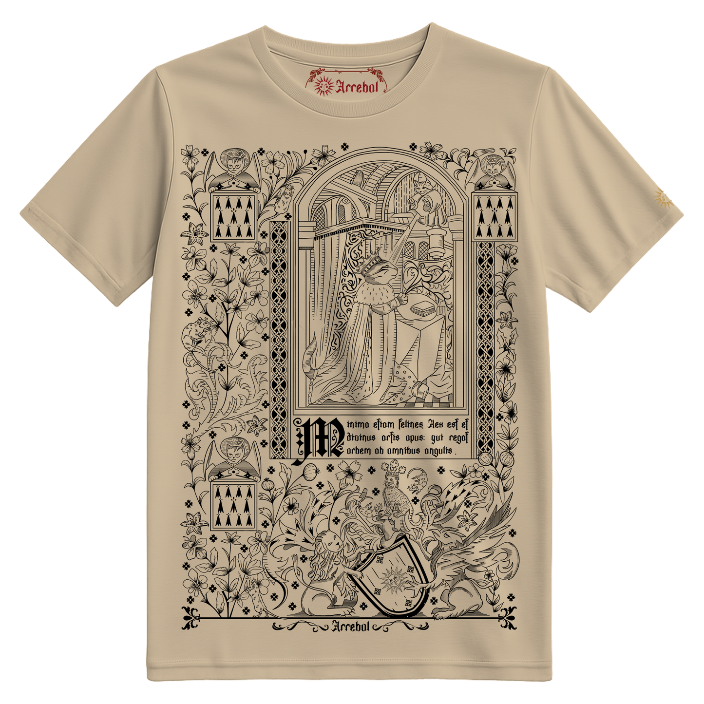 REY GATO - MEDIEVAL - ANIMALES - POLERA