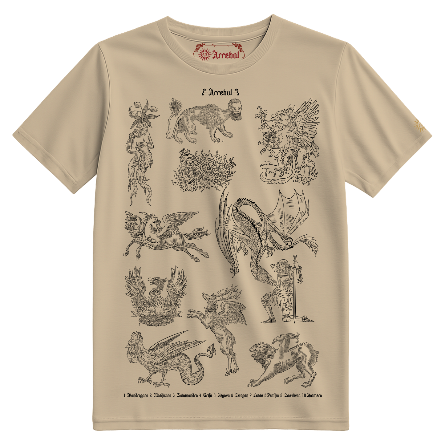 BESTIARIO - MEDIEVAL -  CRIATURAS MAGICAS - POLERAS