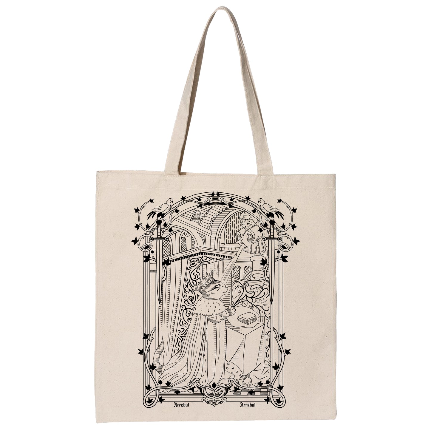 REY GATO - MEDIEVAL - ANIMALES - TOTEBAG